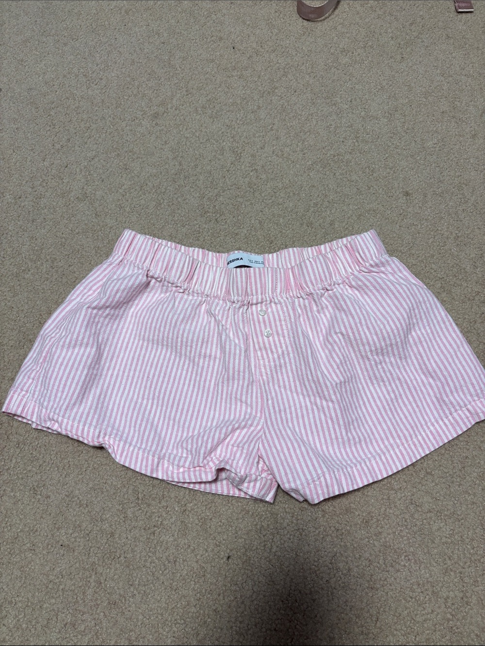 Bershka Pink & White Striped Button-Front Shorts - Picture 1 of 5